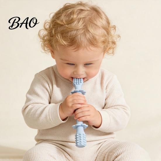 Infant Soothing Chew Toy Baby Silicone Teething Toy, Food-Grade Bite Soother for Gum Seamless One Piece Teether Relief, Anti-Finger Biting Stick,