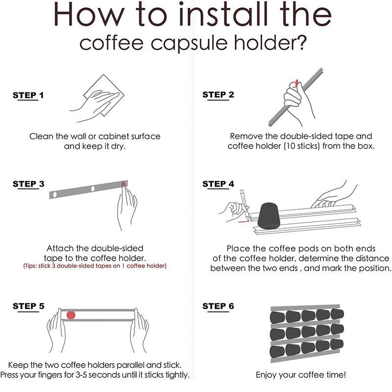 DIY Universal Coffee Capsule Holder,Nespresso Vertuo Capsule Organizer,6 Pcs/Set Cafe Pods Storage for Dolce Gusto with Adhesive