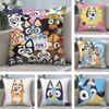 Cute Cartoon B-BlueyES Pillow Case Short Plush Double-sided Print Square Throw Pillow Covers Sofa Home Cushion Decor