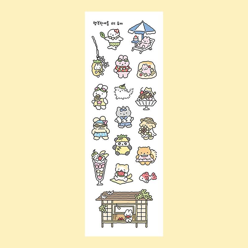 1/3 Sheets Korean Cute Graffiti Style Rabbit Cartoon Stickers Kawaii Animal Decals Hand Account Diary Scrapbook Sticker