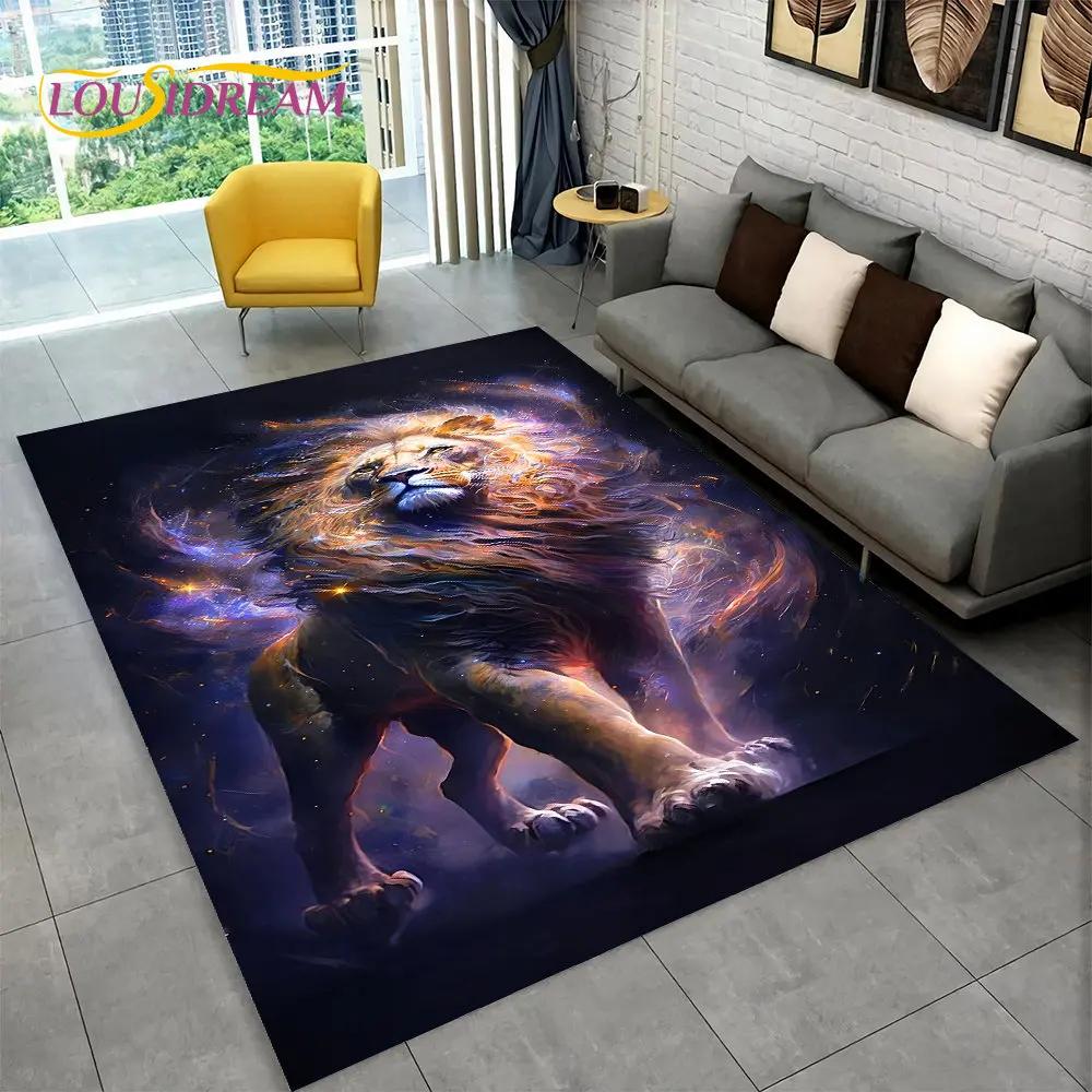 Новый 3D-коврик Dream Lion Animal, большой ковер для гостиной, спальни, дивана, коврик для украшения, детский нескользящий напольный коврик