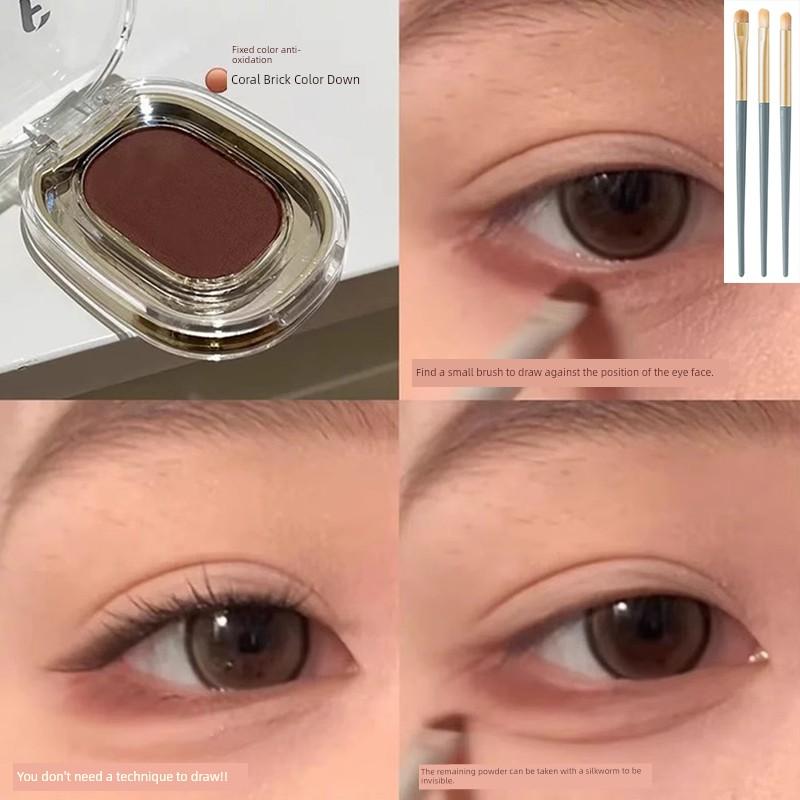 Solid Color Anti-Oxidation Coral Brick Color down to Crouching Silkworm! Monochrome Eye Shadow Plate Matte Color Long Lasting Non Smudge Red Brown