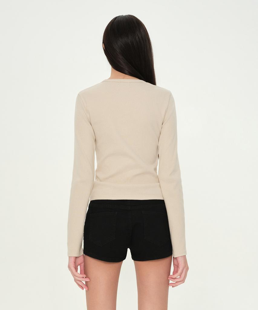 MUSINSA STANDARD WOMAN Women'S Pigment Ribbed Slim Crew Neck Long Sleeve T-Shirt [Dusty Cream]