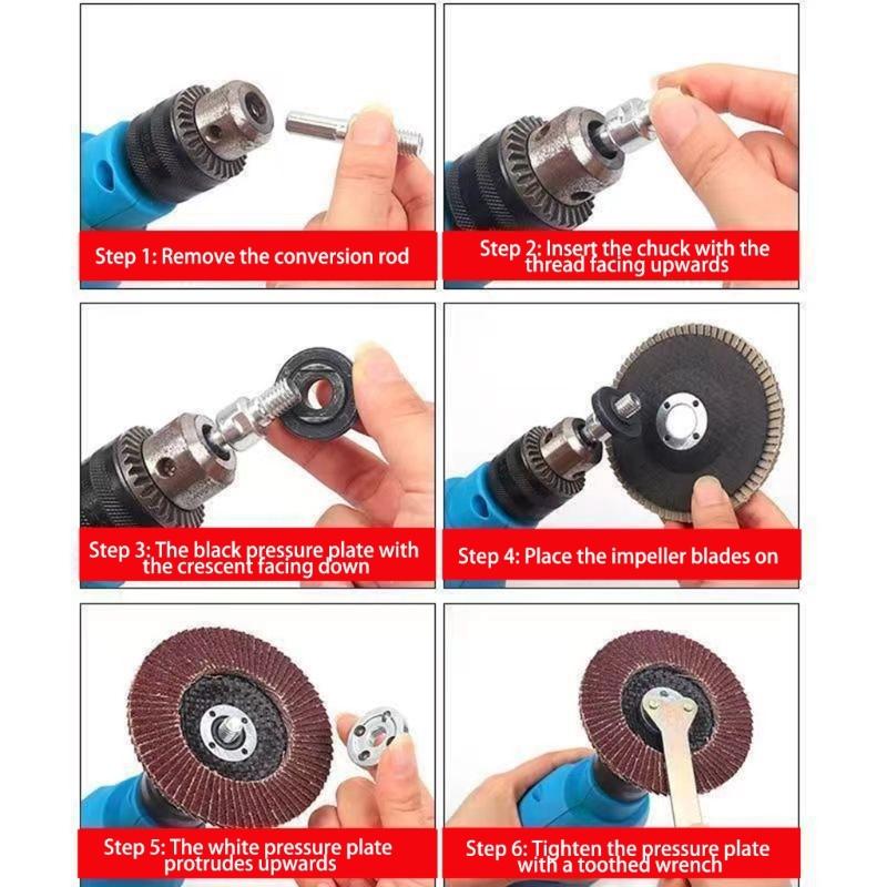 Переходник для дрели на угловую шлифмашину, конструкция из марганцевой стали для плавного переключения между резкой и шлифовкой