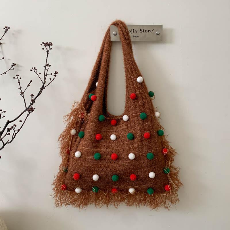 Женская сумка: Стильная и повседневная, сумка на одно плечо с бисером, вязаная сумка большой вместимости