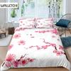 Комплект постельного белья с персиковым цветком, комплект постельного белья с цветущим цветком размера King Size для подростков и женщин, микрофибра, розовый цветочный двойной пододеяльник