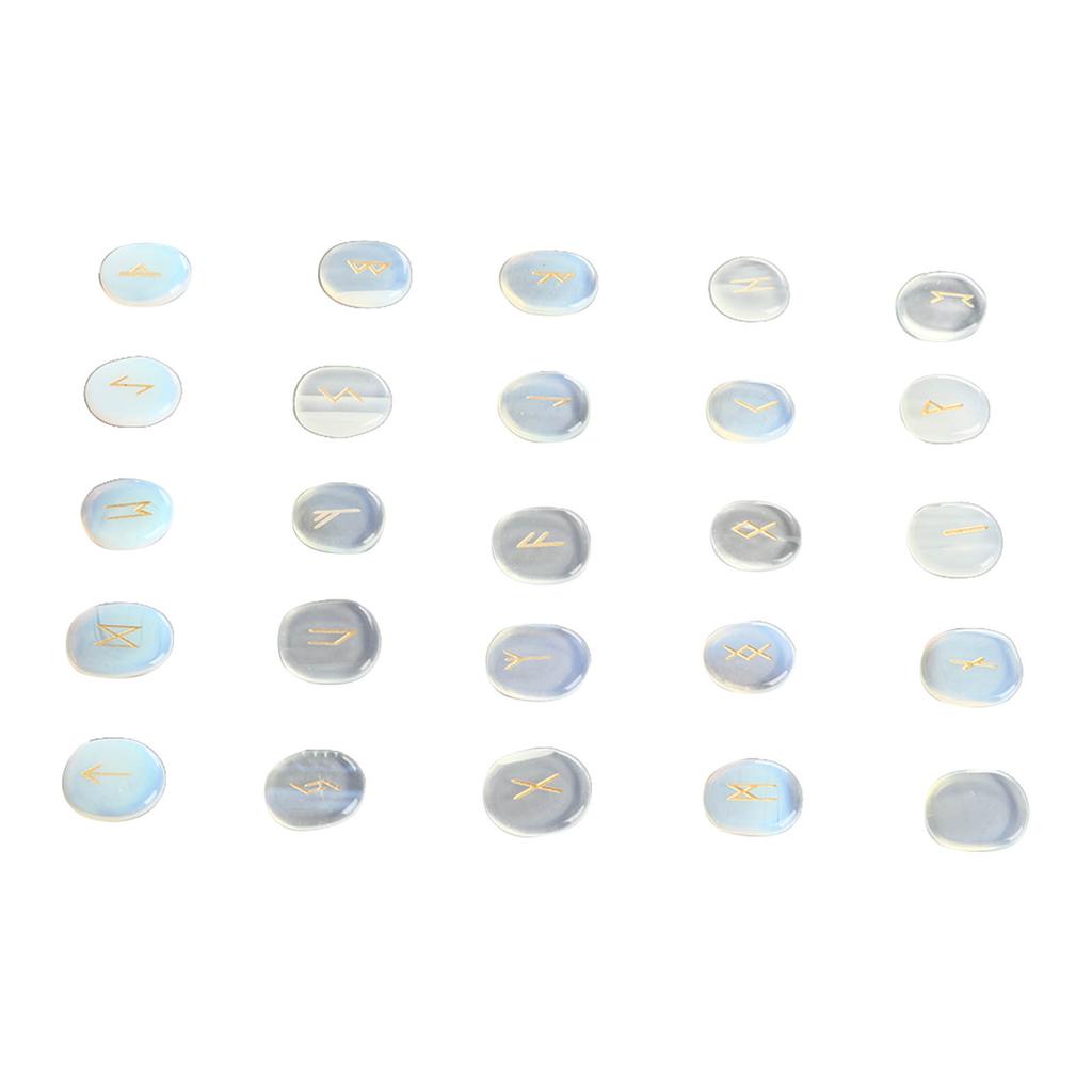 Набор из 25 натуральных рунических камней, изысканные руны, резьба, медитация, набор камней для молитвы, гадания