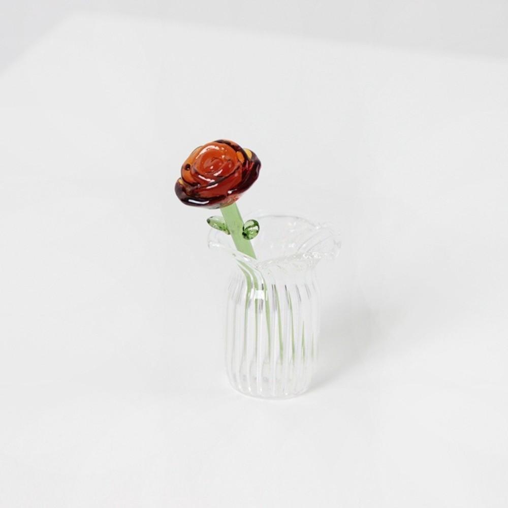 Colored Glaze Glass Flower Bouquet Simulation Floral Hand-blown Glass Flower  Home Room Decoration