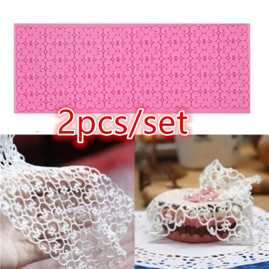 New 2pcs Silicone Diy Mould Lace Sugar Craft Baking Tools Cake Decoration