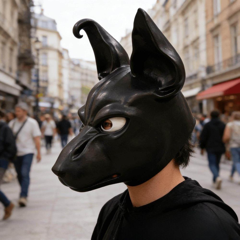 Black Dog Latex Mask Hood Anime Cosplay Funny Dark Knight Costume Accessory Stage Masquerade Party Halloween Mask