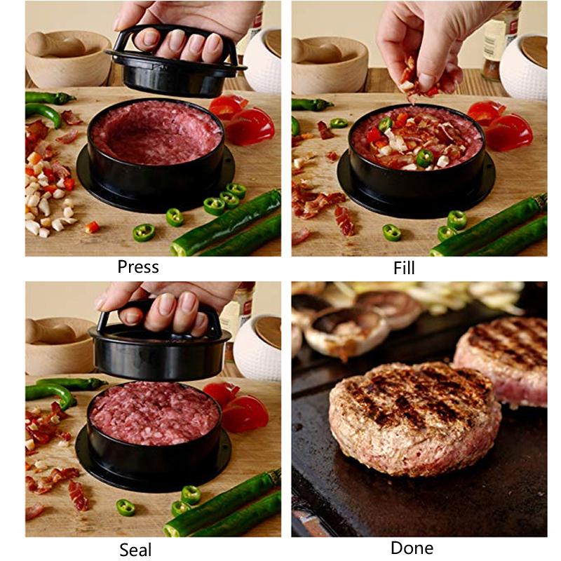 Hamburger Press Stuffed Burger Patty Maker 2-in-1 Adjustable BBQ Burger Beef Meat Press Mold Kitchen Tools Cooking Accessories