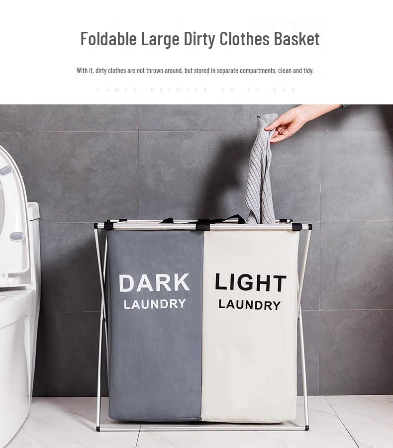 Foldable Waterproof Laundry Hamper with Handles - Oxford Cloth and Aluminum Frame