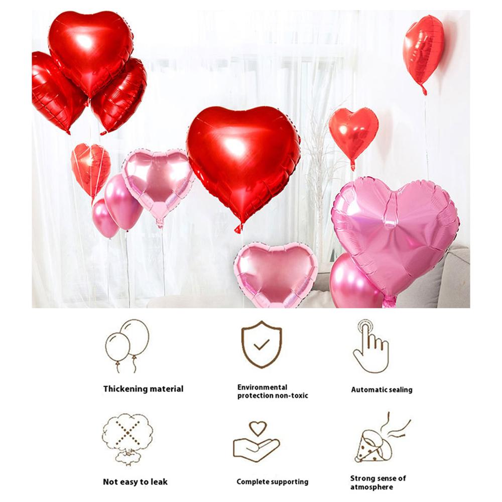 PJ-Q11 50Pcs 44cm Colorful Heart Shape Aluminum Foil Balloons Inflatable Balloons for Birth Wedding Birthday