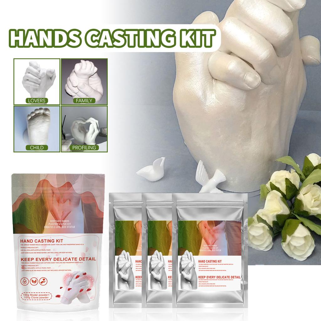 3 Sets Hand Molding Tools Plaster Hand Model Casting Kit for Couples Newborn Wedding Anniversary 25g