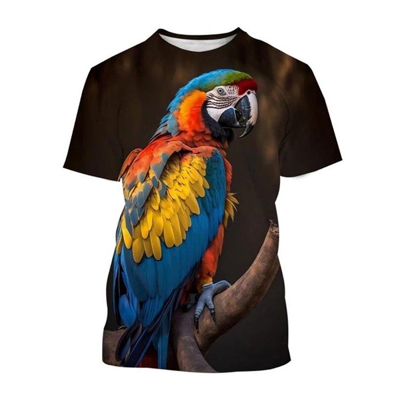Fashion New Color Parrot Graphic T Shirts For Unisex Summer Trend Casual Tees Harajuku Printed O-neck Short Sleeve Top