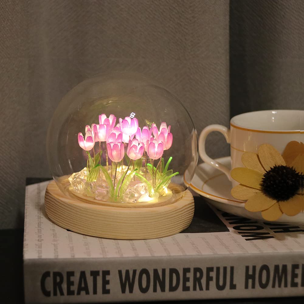 Стильная настольная лампа-тюльпан, светодиодный ночник, декоративная, атмосферная, напольная лампа, настольная лампа, уникальная, скандинавская, дизайн с розой, подарок на день рождения (фиолетовый)