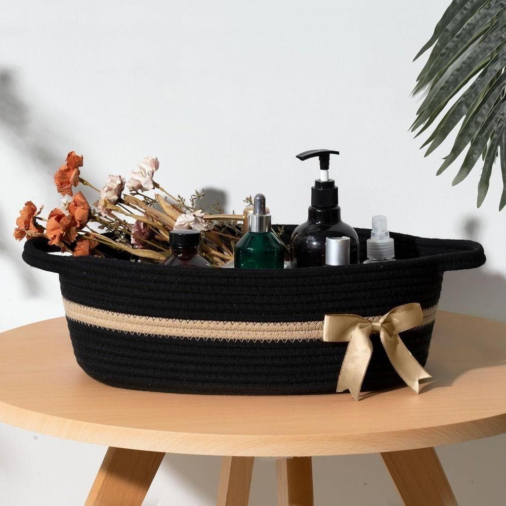 Large Capacity Woven Storage Basket Space Saving Snack Basket Cosmetic Storage Basket Makeup