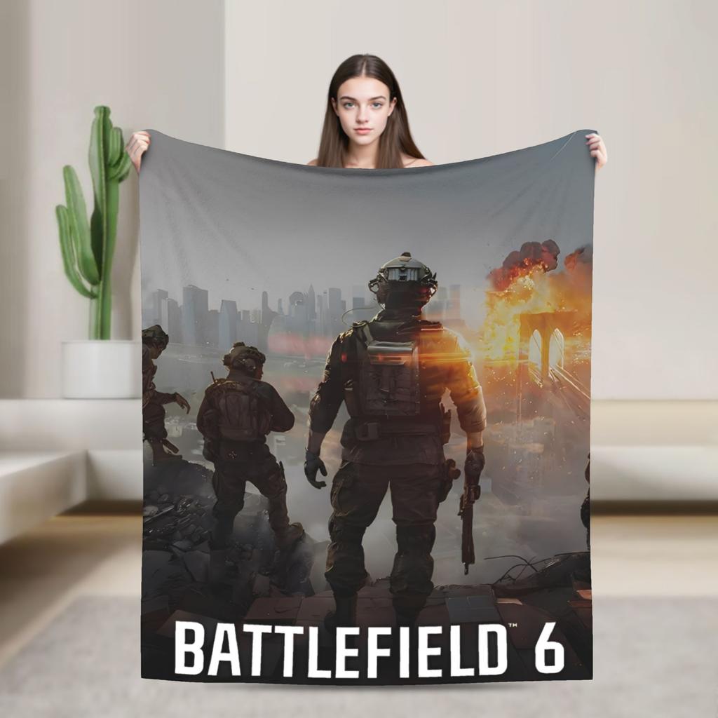 Игровое одеяло Battlefield 6, смешное, теплое, мягкое, для путешествий в самолете, плюшевое покрывало, забавное для дивана, кресла, фланелевое покрывало для кровати, чехол для дивана-кровати