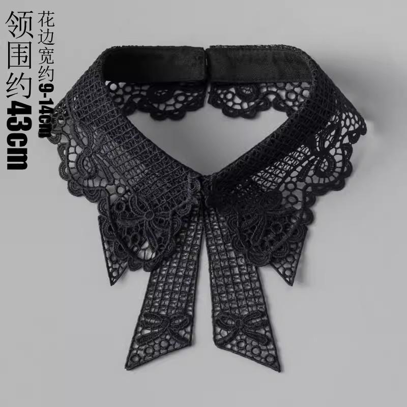 Vintage Embroidery Fake Collar For Women White Lace Hollow False Detachable Collar Lapel Shirt Tie Necklace Clothes Accessory