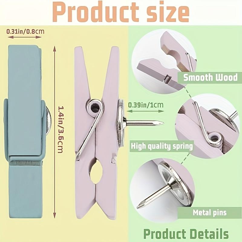 50 шт. Пастельные кнопки-гвоздики с деревянными прищепками - Цветные канцелярские кнопки для классной комнаты, офиса, домашних досок объявлений|Яркие кнопки-гвоздики