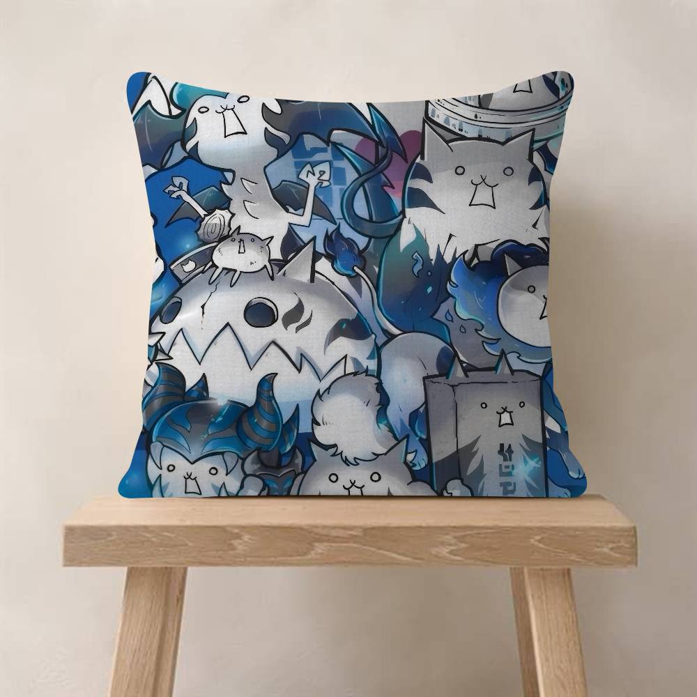 Game BBattle Cats Anime Cushion Cover Car Throw Pillow Case For Sofa Car Christmas Gift 40x40cm 45x45cm