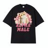 Alpha Men Cute Cat Rainbow Women's T-shirt Fun Cat Memory Pattern T-shirt Fashion Retro Short Sleeve T-shirt Street Wear