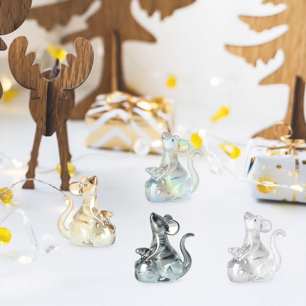 Привлекающий Богатство Хрустальный Крыса Орнамент Счастливые Настольные Украшения Мышь Крыса Фигурка Гостиная