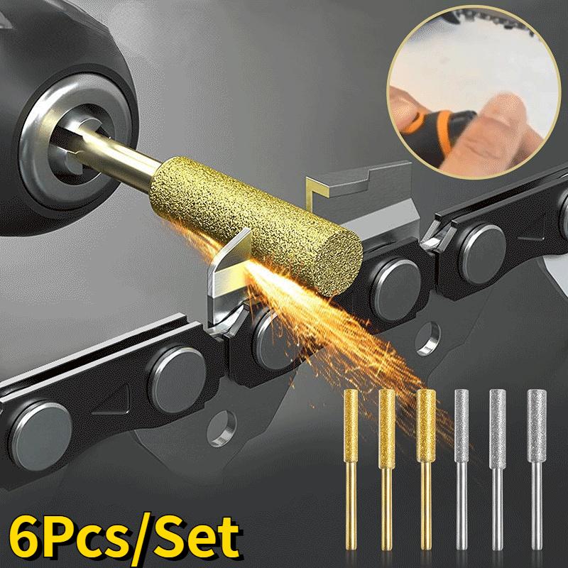 6 шт./компл. цилиндрические борфрезы с алмазным покрытием 4/4,8/5,5 мм, шлифовальные станки для цепной пилы, устойчивые к камню, шлифовальные инструменты для цепной пилы, резьбы по дереву