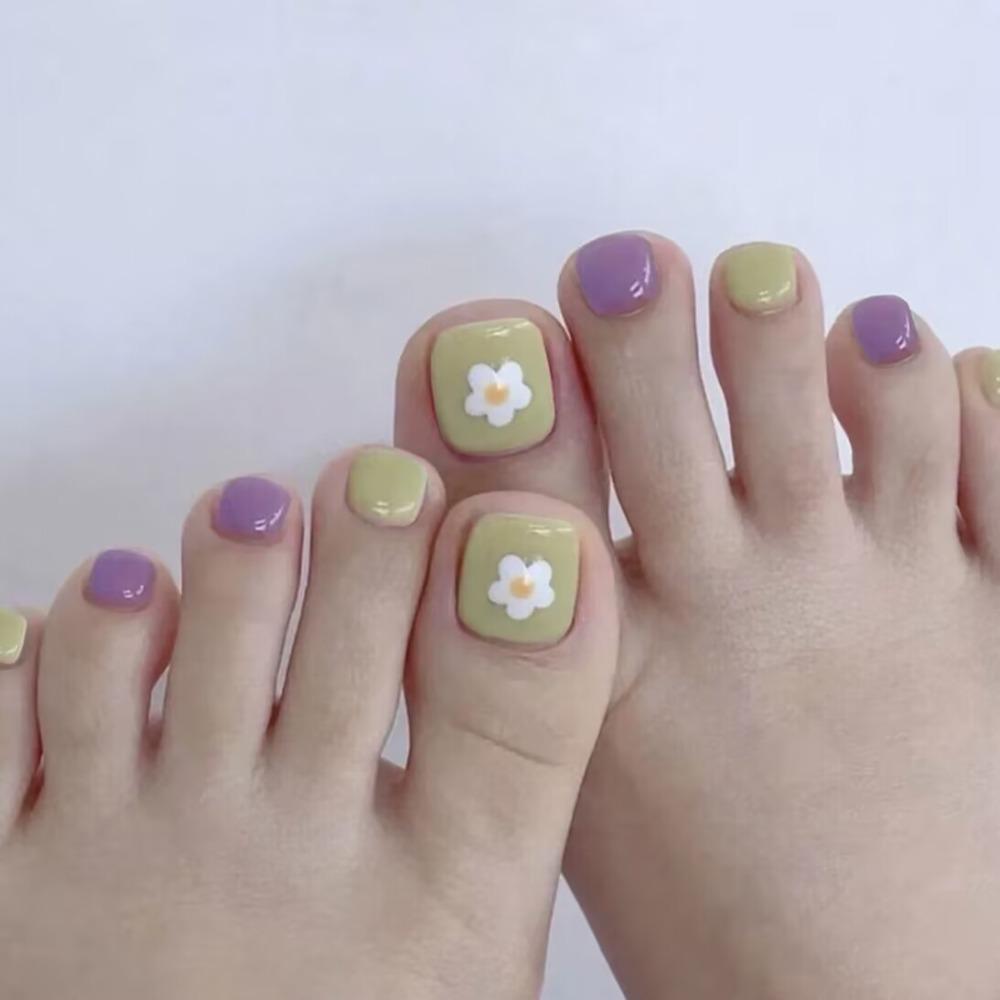 24 шт. Короткие накладные ногти на ногах Полное покрытие Накладные ногти Модные типсы для ногтей на ногах