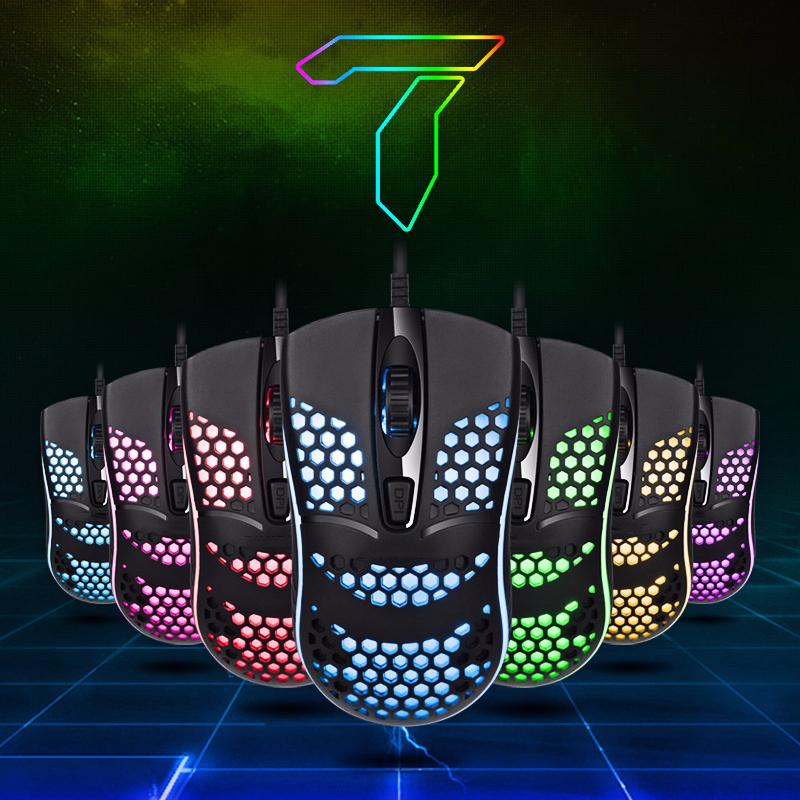 Проводная игровая 7 дышащая светодиодная подсветка фотоэлектрическая мышь USB компьютерная полая мышь