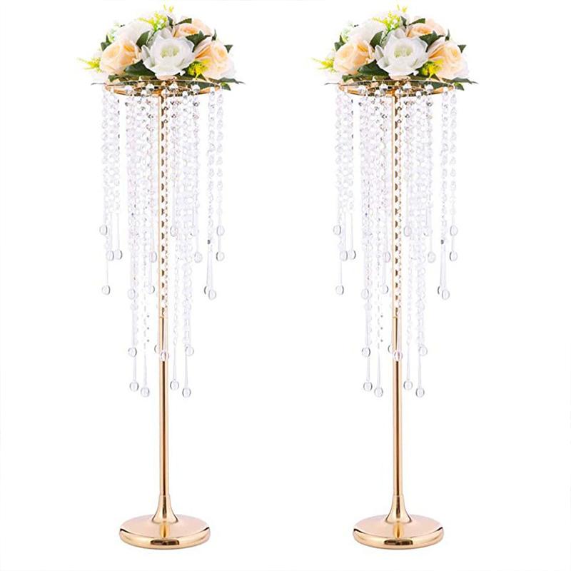 1PC Golden Flower Vase Reception Flower Stand For Wedding Party Tall Vases Centerpiece Table Decorations 3 Sizes
