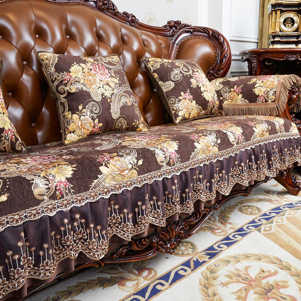 Luxury Sofa Cover Cushion European Style Jacquard Embroidery Seat Cover American Sofa Cushions Home Furniture Protective Cover
