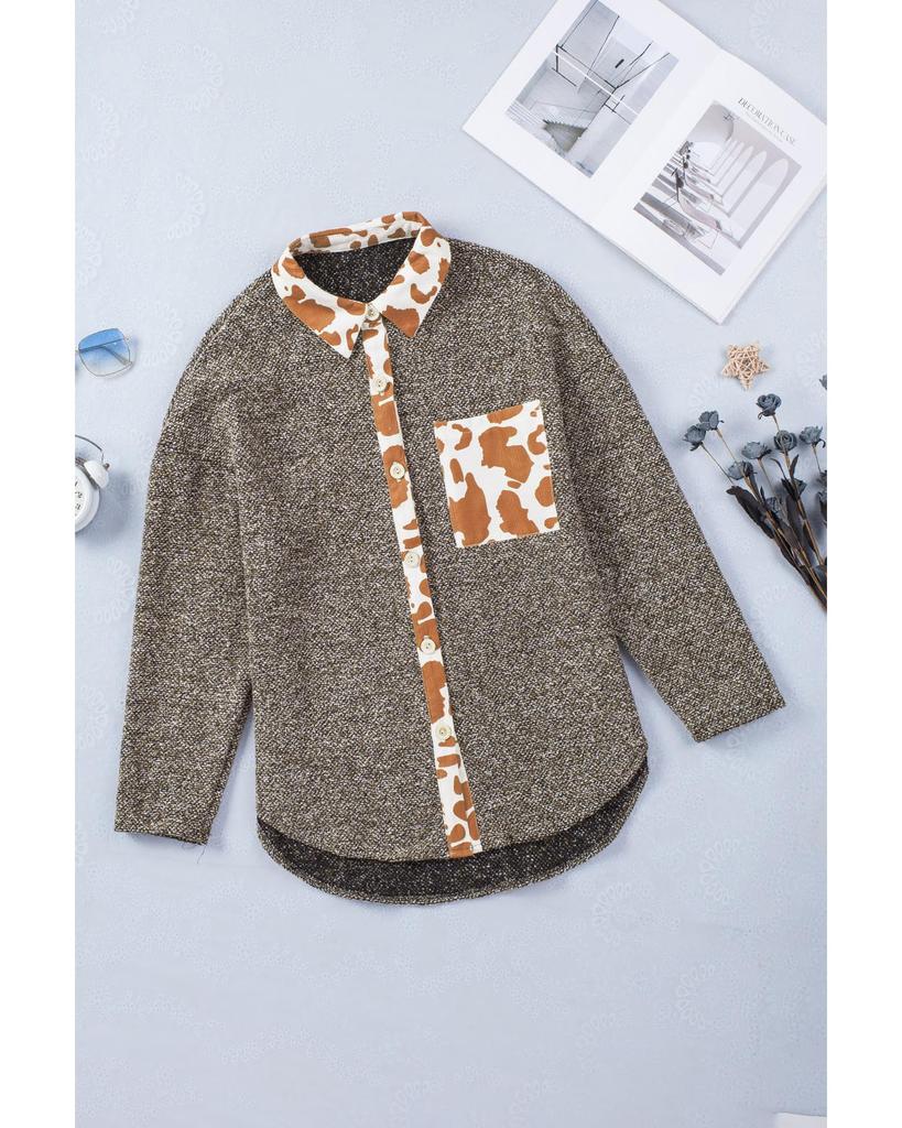 Azura Exchange Лоскутная куртка-рубашка на пуговицах