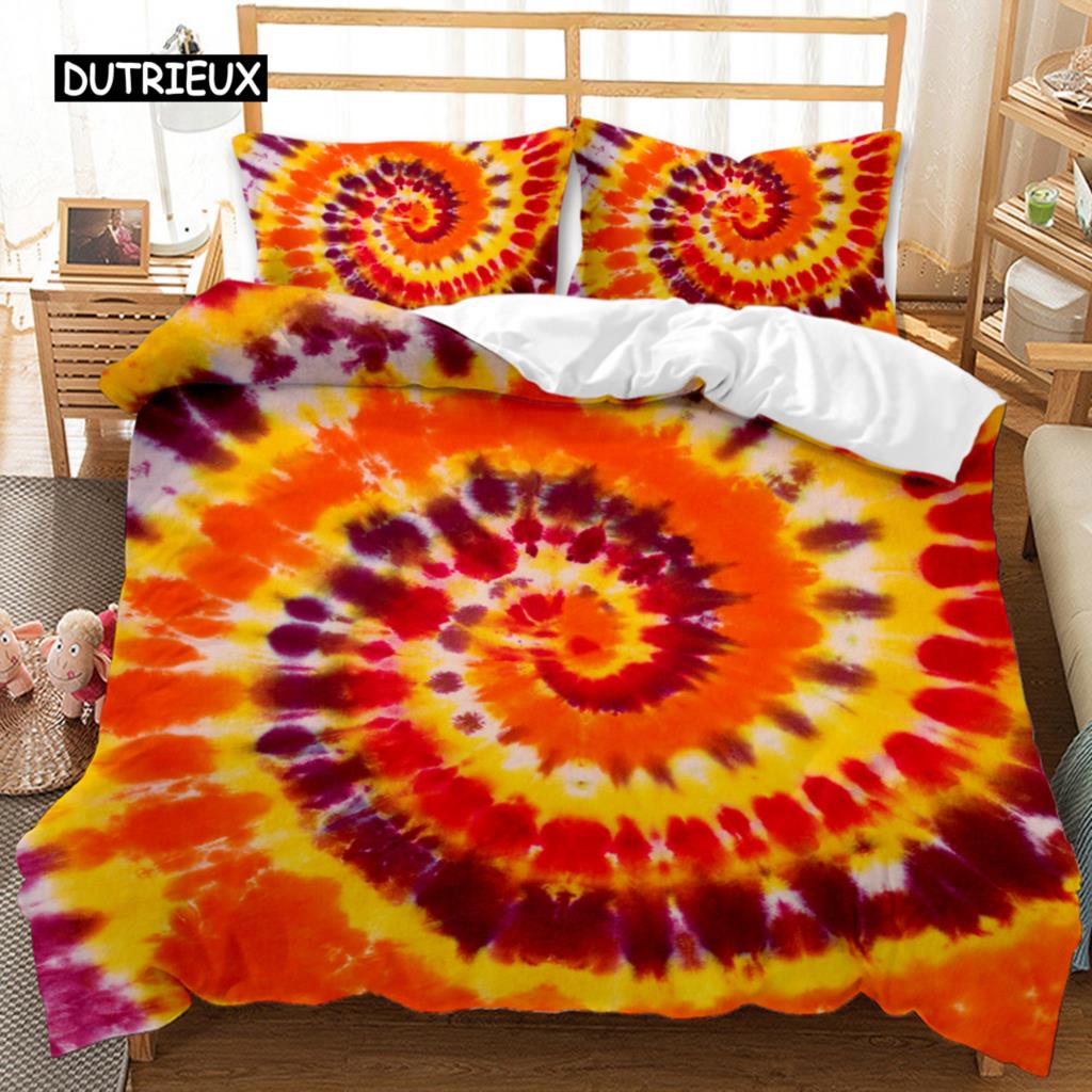 Комплект постельного белья Boho Tie Dye, комплект постельного белья в стиле хиппи, комплект постельного белья синего и фиолетового цвета для двоих, цыганский комплект постельного белья размера «king-size», полиэстеровый чехол для одеяла