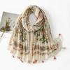 Muslim Ethnic Style Printed Shawl with Special Tassels Uneven Woman Spain Original Hijab Fashion Floral Printed Scarf Hair Wrap