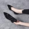 Pointed Single Shoes Women's Spring New Rhinestone Sheepskin Temperament Low Heel Women's Shoes Women's Black Work Shoes