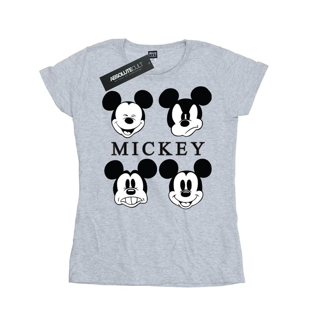 Disney Womens/Ladies Mickey Mouse Four Heads Cotton T-Shirt