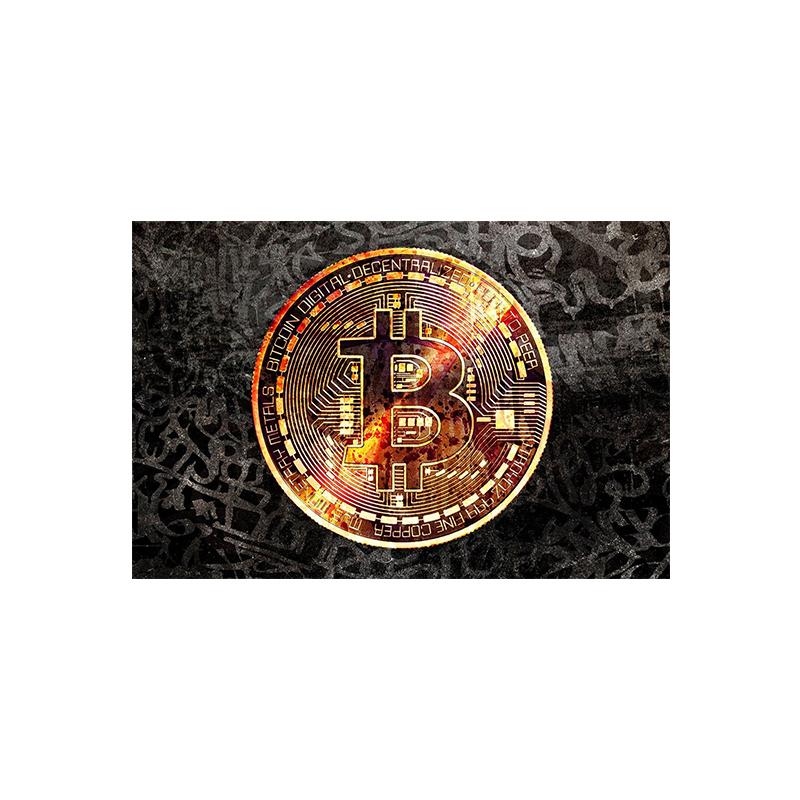Абстрактная биткойн-стрит граффити холст картина красочный неоновый эффект биткойн-плакат с принтом вдохновляющий настенный художественный декор комнаты