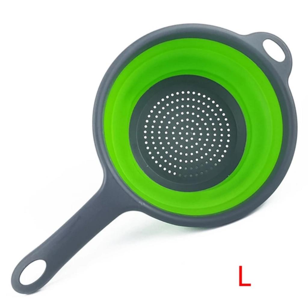 JOYBLISS Silicone Collapsible Colander with Handle Kitchen Folding Strainer Colander for Draining Pasta Vegetable Fruit