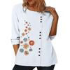 Fashionable Women's Cotton Top with Multiple Trendy Printed Patterns, Round Neck, and Long Sleeves