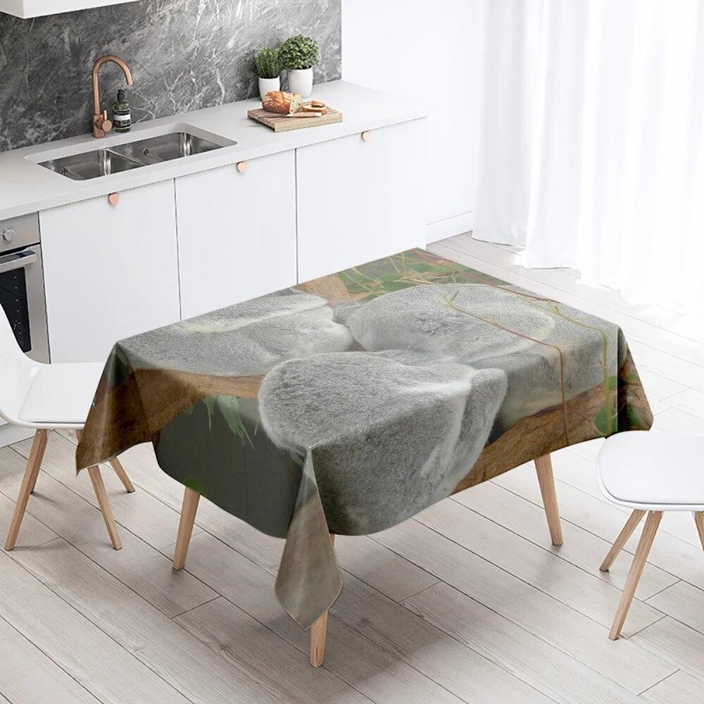 Скатерть с изображением коалы, милое животное, анти-пятно, водонепроницаемая, прямоугольная, для кухонного стола, украшение для дома