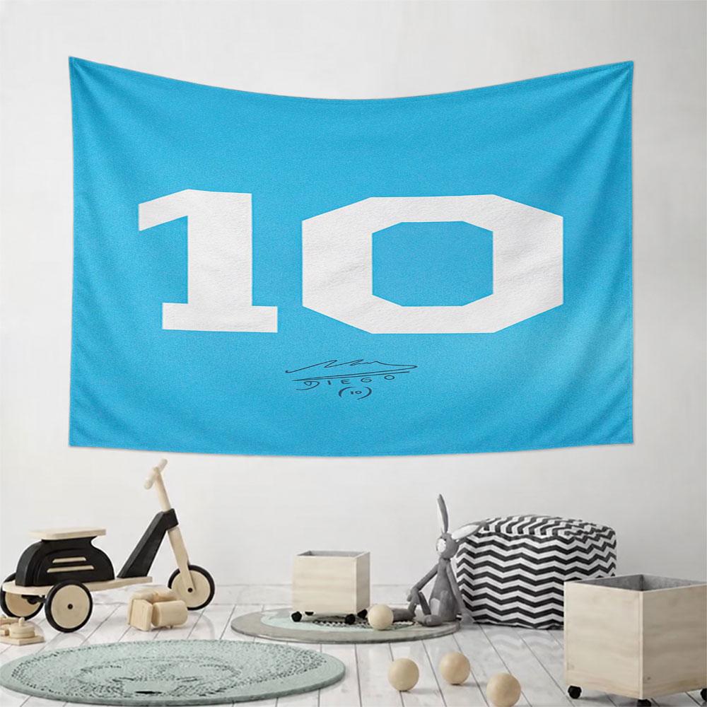 Blue Tapestry with Number 10 Design Pattern Wall Hanging Tapestry Decorative Tapestry Home Decor for Bedroom and Living Room