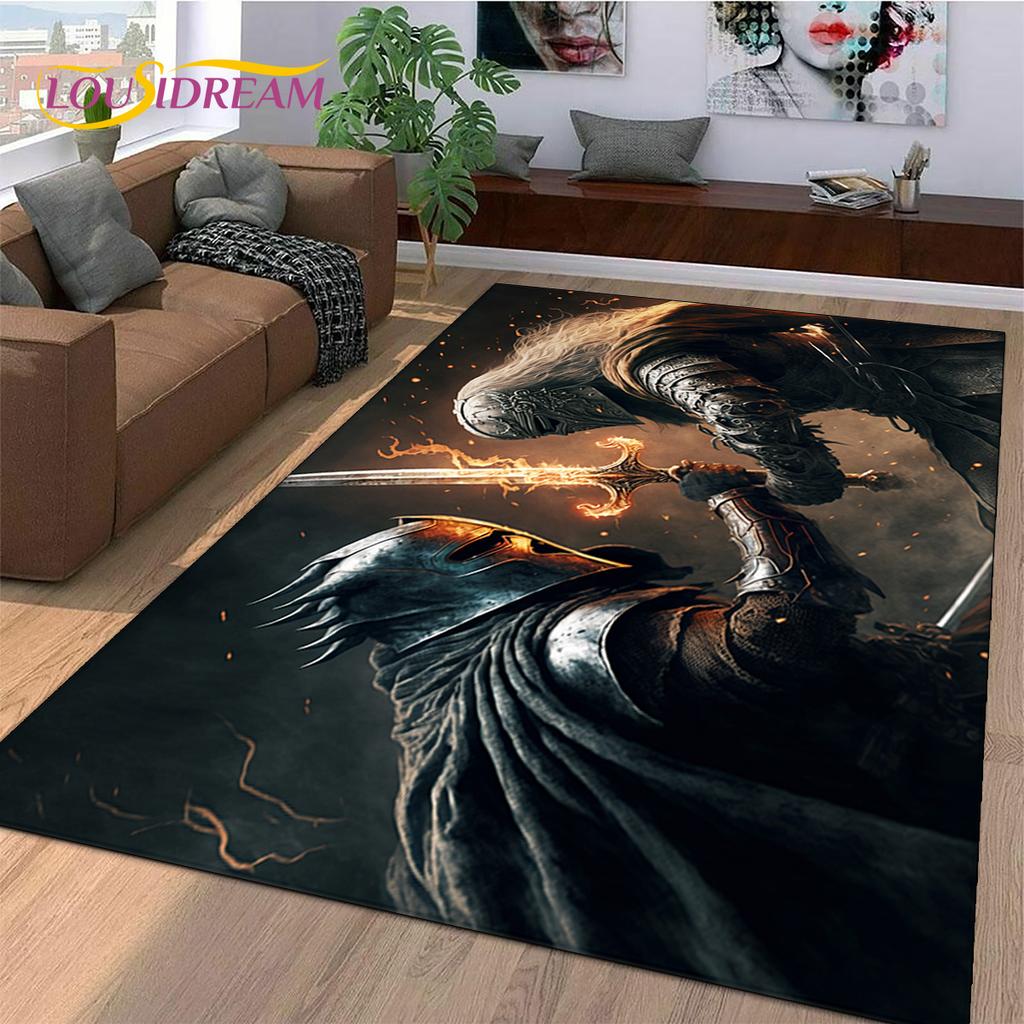 Knight Templar Cavalier Crusaders Cartoon Rug Carpet for Living Room Bedroom Decor,Non-slip Decoration for Sofa Doormat Gift Kid