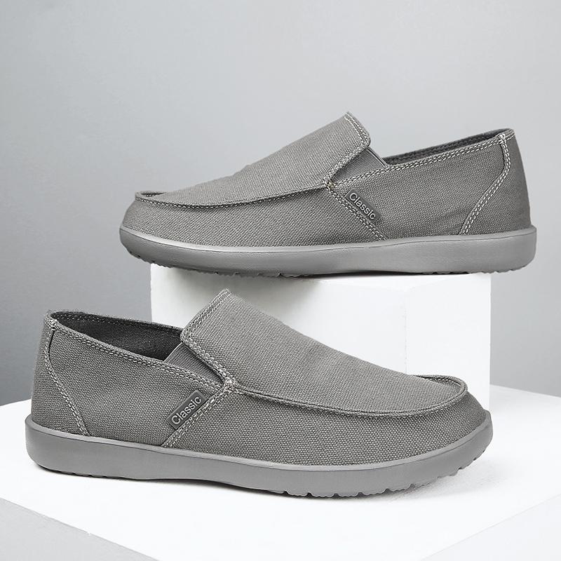 Мужские парусиновые туфли серые туфли для вождения без застежек повседневные синие туфли с широким носком для дальних больших размеров легкие