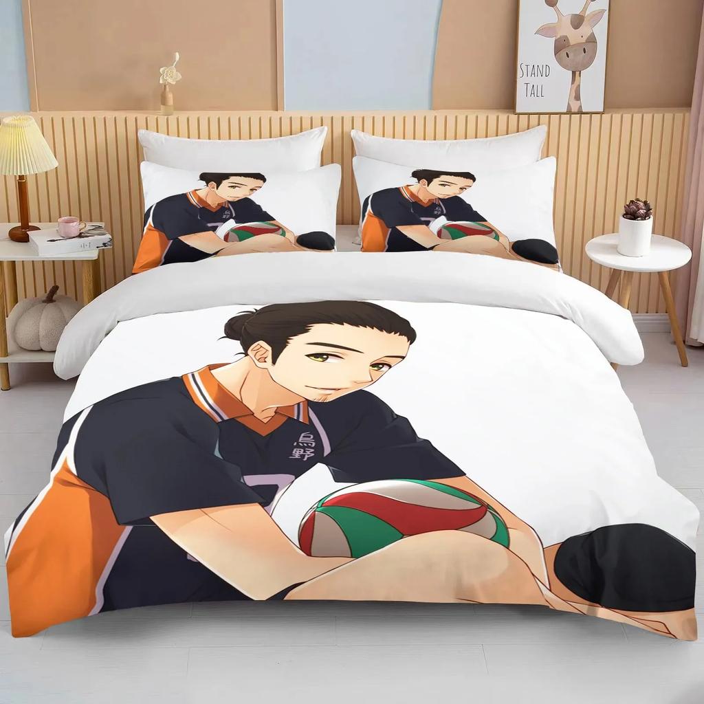Новые 3D комплекты постельного белья Haikyuu Мультяжное одеяло Покрывало Аниме Пододеяльник Наволочки Комплекты Взрослые Детские Комплекты постельного белья Домашний текстиль