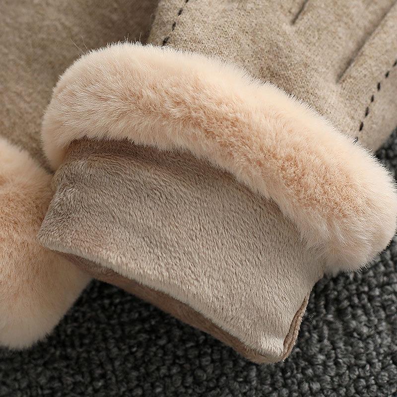 Кашемировые перчатки женские зимние теплые шерстяные плюс коралловый флис пальцы женские морозостойкие зимние теплые перчатки