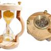 Personalized 10 Min Wooden Sand Timer Hourglass Timer with Compass(Round Base, Yellow)- Wooden Home Decoration, Christmas Decor