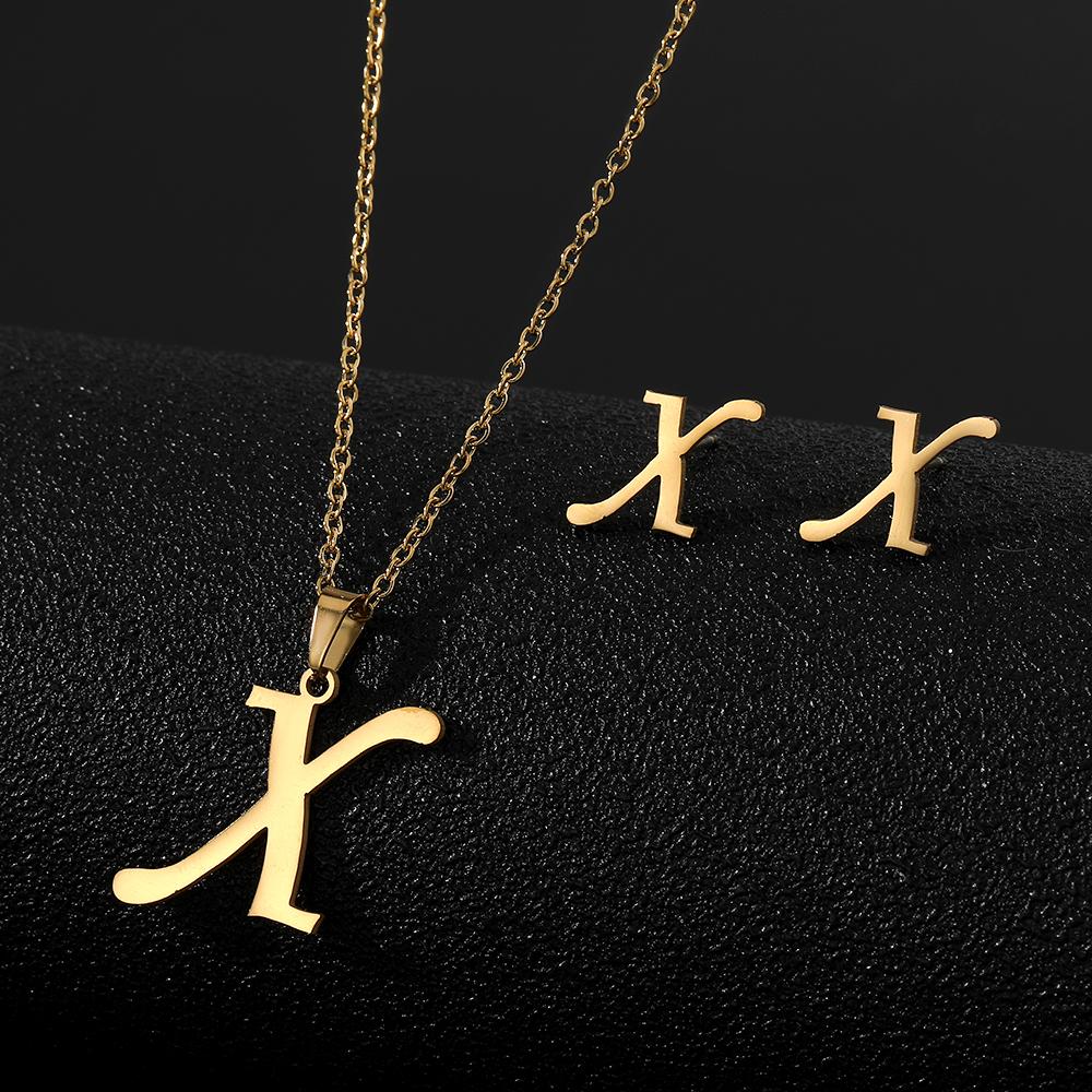 2023 Новые студенческие серьги, милые роскошные серьги-ожерелья, набор серег с буквами AZ, ожерелье, серьги, набор украшений, комплект из трех частей, серьги