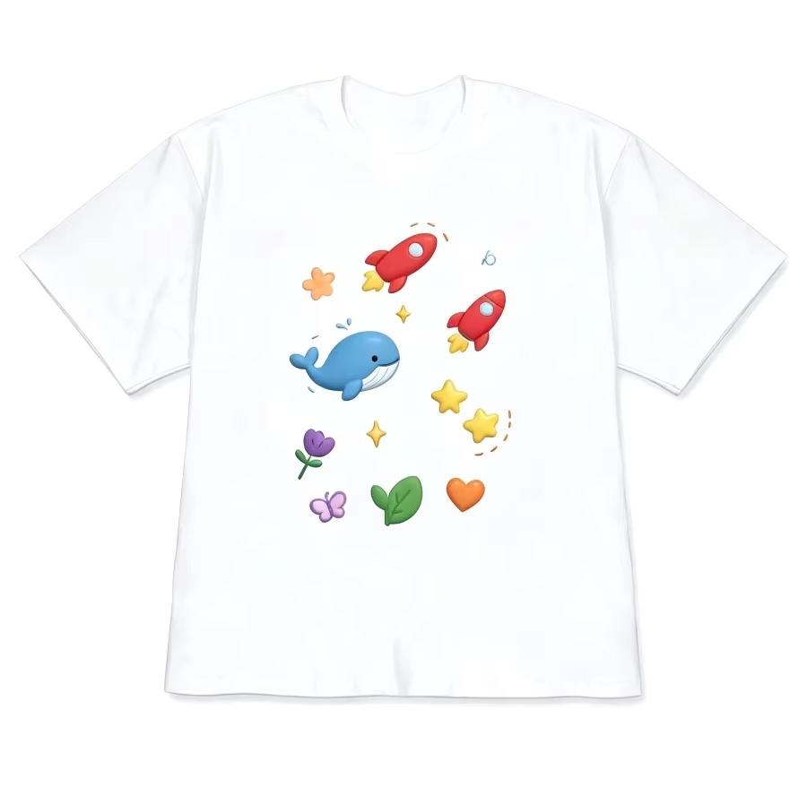 2026 New Cute Cartton Animal Bubble Tshirt Casual Short Sleeve Tops Playful Graphic Tee With Duck