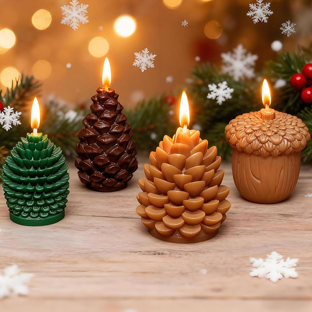 Pine Cone Silicone Candle Molds Reusable Christmas Candle Making Molds Wax Resin Casting Molds Craft Supplies DIY Baking Decor